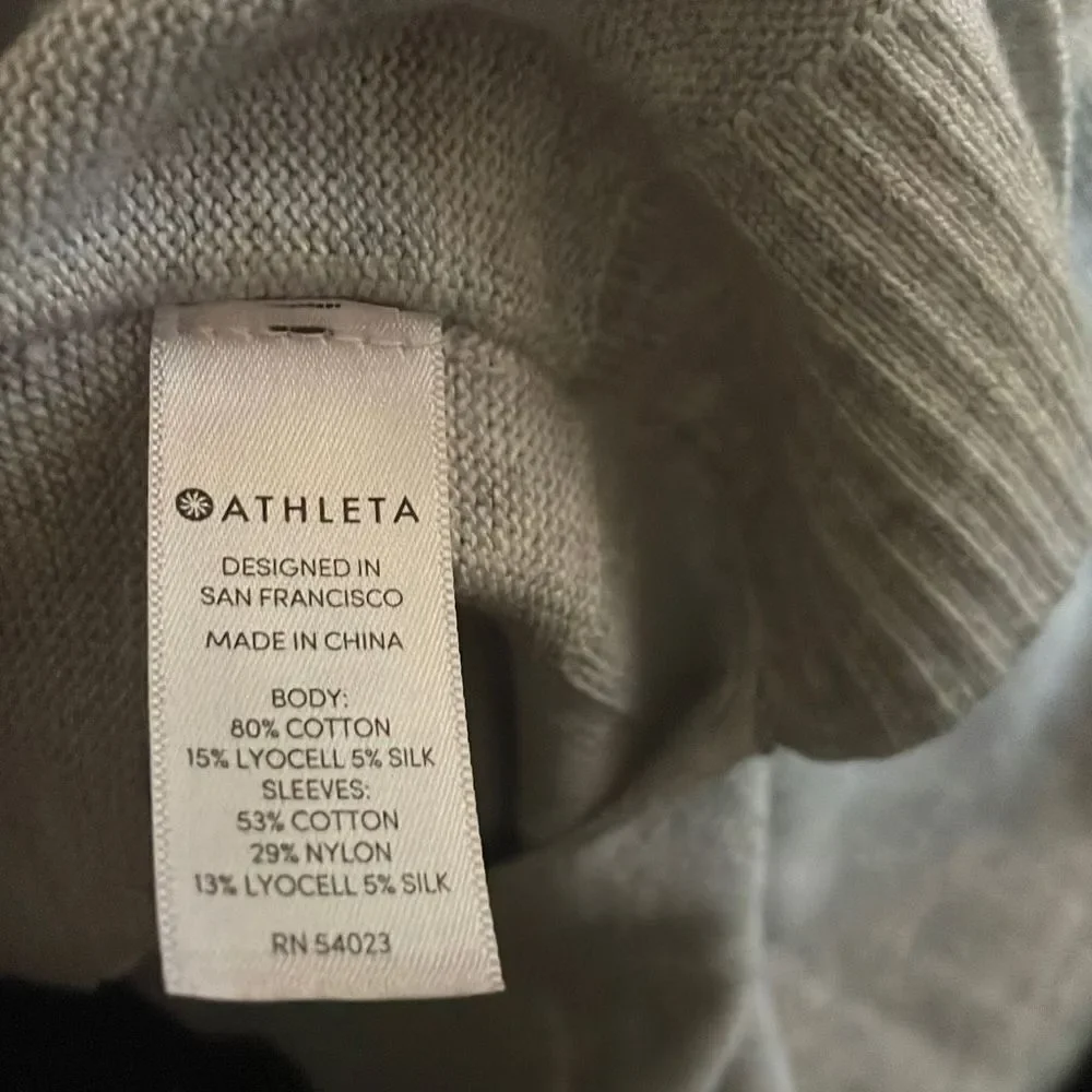 Athleta Highland Crossback Sweater Heather Grey Silk Blend Sz Medium     - Picture 10 of 12